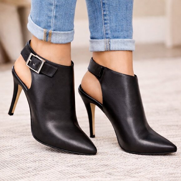 Ivanka Trump Shoes - Ivanka Trump Black Leather Slingback Booties Size 8